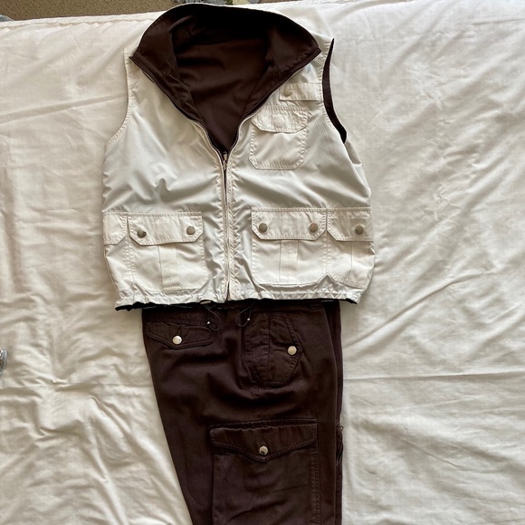 Ralph Lauren Capri Cropped Pants Sz 12 + Women's Reversible Matching Vest  Large - Picture 2 of 4